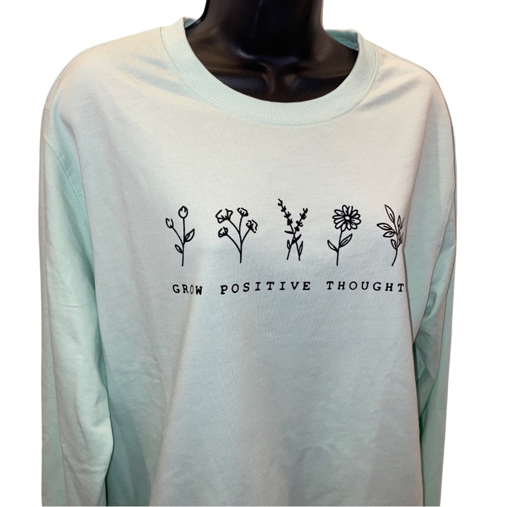 Shein mint green crewneck sweatshirt with positive quote - size XL